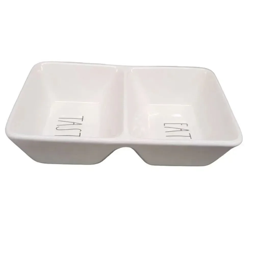 Rae Dunn White Black Artisan Collection Eat Taste Dish